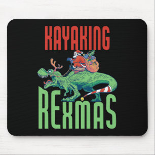 Kayaking Rexmas T-Rex Dinosaur Weihnachtsfeier K Mousepad