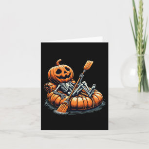 Kayaking Skeleton Funny Halloween Kayak Karte