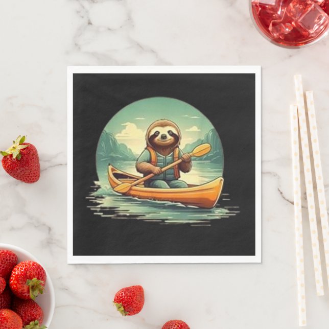 Kayaking Sloth Canoe Lover Funny Animals Vintag Serviette (Beispiel)