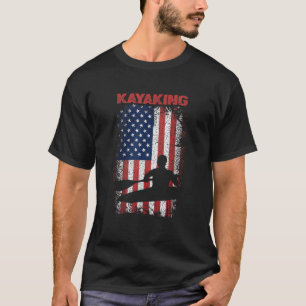 Kayaking Sports Retro American Flag USA T-Shirt