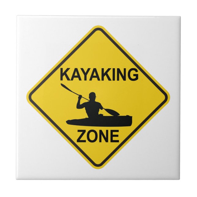 Kayaking Zone Road Sign Fliese (Vorderseite)