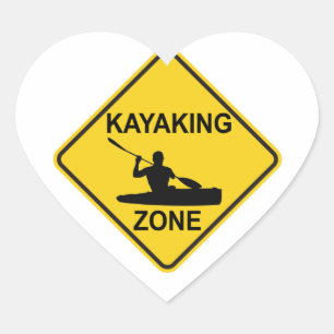 Kayaking Zone Road Sign Herz-Aufkleber