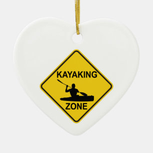 Kayaking Zone Road Sign Keramik Ornament