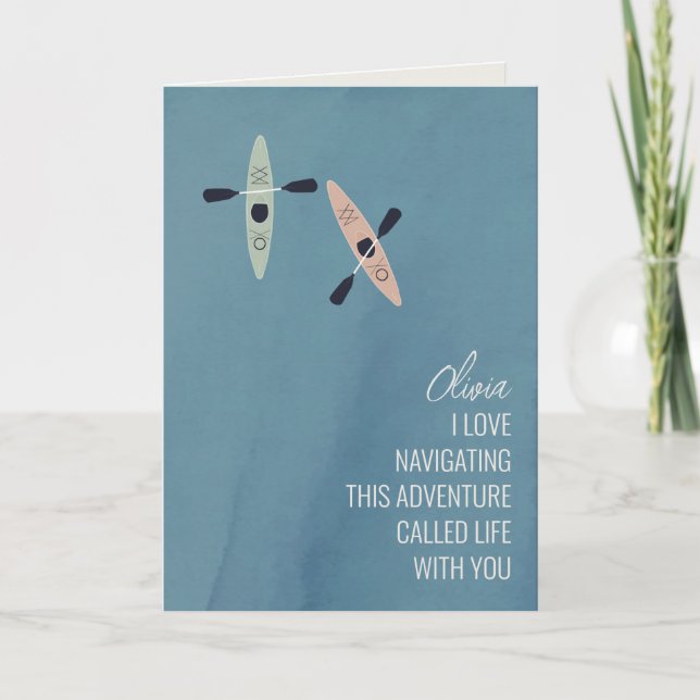 Kayaks auf einer Seenfreundschaft Gruß Karte (Vorderseite)