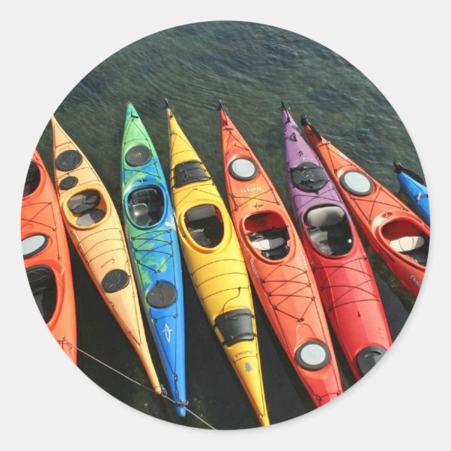 Kayaks! Runder Aufkleber (Vorderseite)
