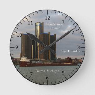 Kaye E. Barker Detroit Colck Runde Wanduhr