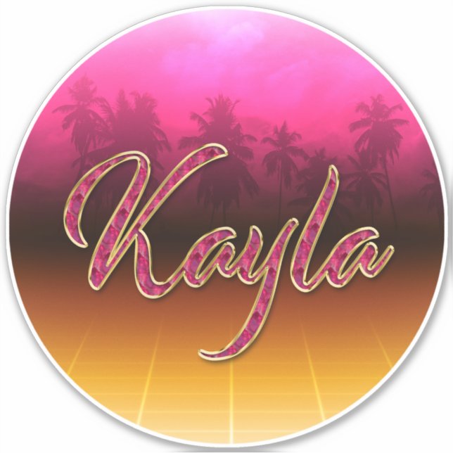 Kayla Prénom Golden Pink Autocollants (Devant)