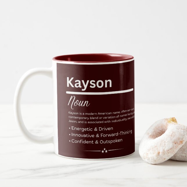 Kayson Personalized Name Zweifarbige Tasse (Mit Donut)