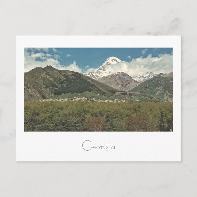 Kazbegi Georgia Church Mountain Landschaft Postcar Postkarte (Vorderseite)