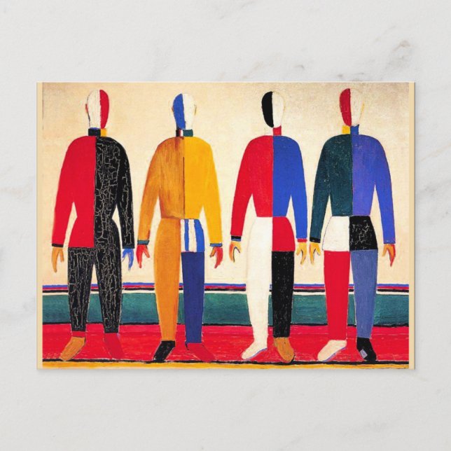 Kazimir Malevich berühmtes Bild, Sportsmen Postkarte (Vorderseite)