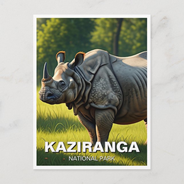 Kaziranga National Park Assam India Travel Postkarte (Vorderseite)