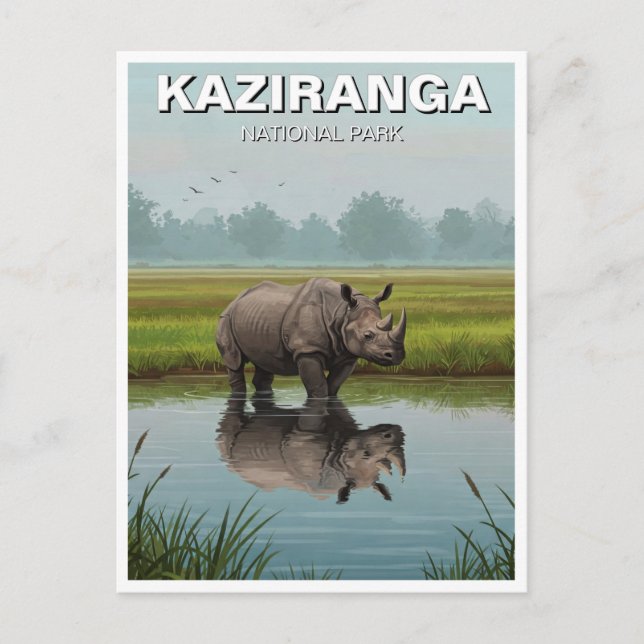 Kaziranga National Park Assam India Travel Postkarte (Vorderseite)