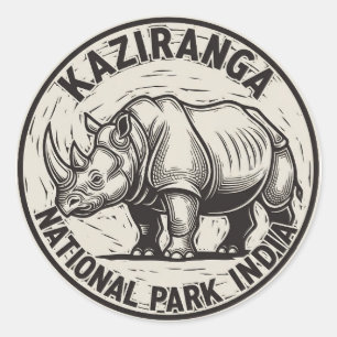 Kaziranga National Park Assam India Travel Runder Aufkleber