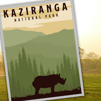 Kaziranga National Park Safari India Travel  Postkarte