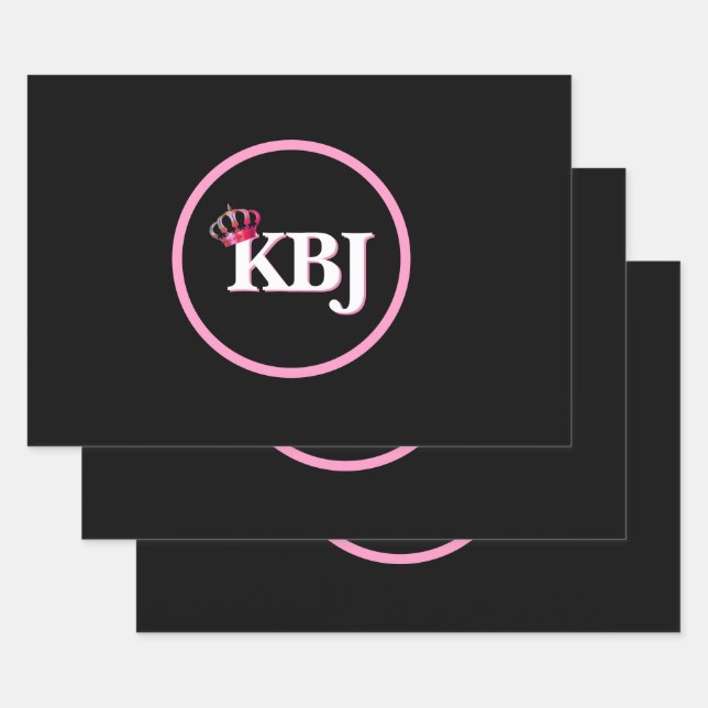 KBJ Pink Black Wrapping Paper Sheets Geschenkpapier Set (Set)