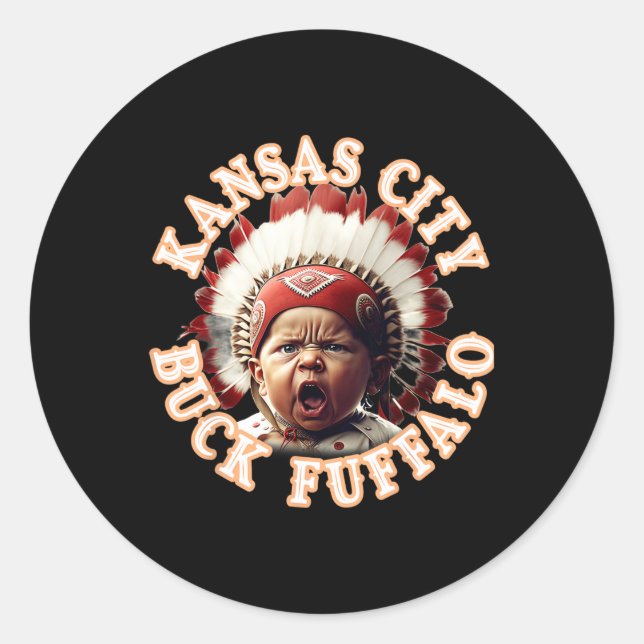 Kc Tailgate Kansas City Grillen Buck Fuffalo Barbe Runder Aufkleber (Vorderseite)