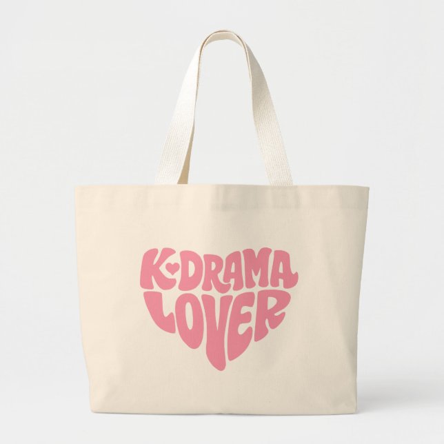 Kdrama Lover Pink Heart Simple Typography Jumbo Stoffbeutel (Vorne)