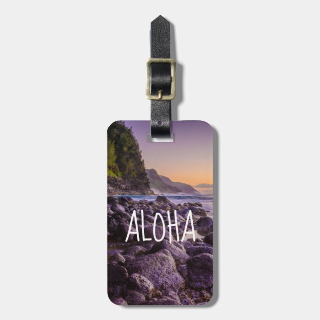 Ke’e Beach bei Sunrise, Kauai, Hawaii Aloha Gepäckanhänger (Vorderseite vertikal)