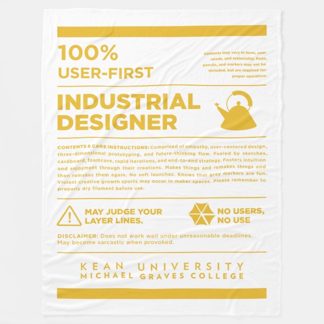 Kean MGC Industrial Design Care Label Fleecedecke (Vorderseite)