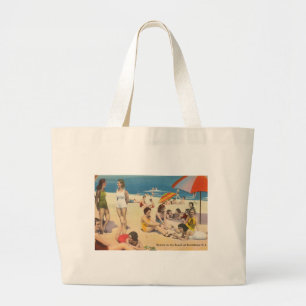 Keansburg, NJ Shore - Vintage Sandstrand-Szene Jumbo Stoffbeutel