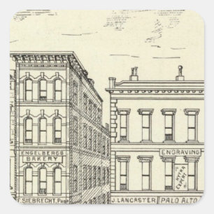 Kearny, Pine und California East Side Quadratischer Aufkleber