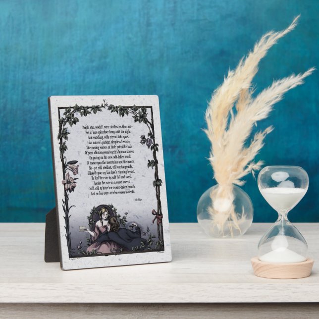 Keats "Bright Star" Victorian Poem 5x7 Plaque (Côté)