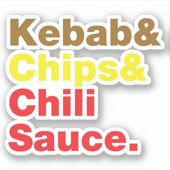 Kebab & Chips & Chili Sauce. Aufkleber (Vorderseite)