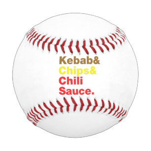 Kebab & Chips & Chili Sauce. Baseball