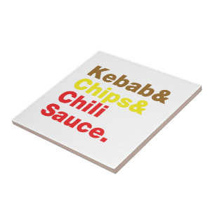 Kebab & Chips & Chili Sauce. Fliese