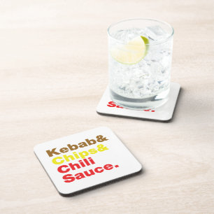 Kebab & Chips & Chili Sauce. Getränkeuntersetzer
