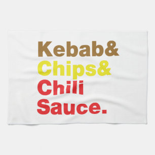 Kebab & Chips & Chili Sauce. Handtuch