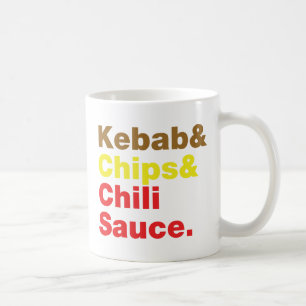 Kebab & Chips & Chili Sauce. Kaffeetasse