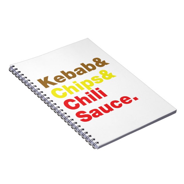 Kebab & Chips & Chili Sauce. Notizblock (Rechte Seite)