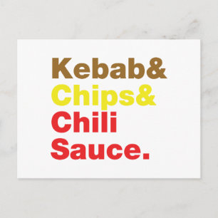 Kebab & Chips & Chili Sauce. Postkarte