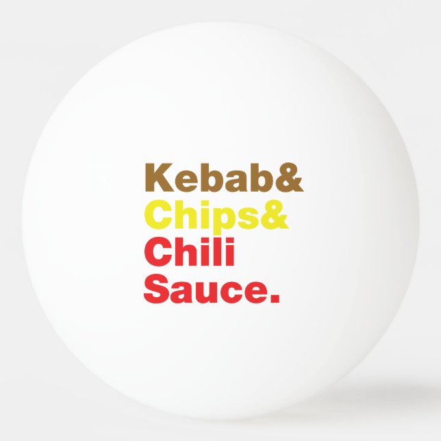 Kebab & Chips & Chili Sauce. Tischtennisball (Vorderseite)