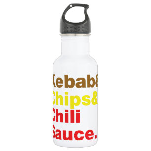 Kebab & Chips & Chili Sauce. Trinkflasche