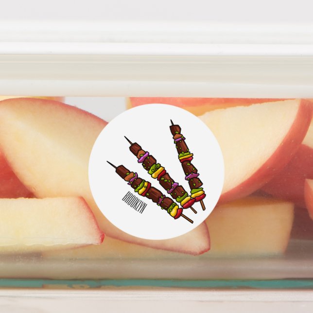 Kebab- oder kabob-Cartoon-Abbildung Etiketten (Befestigt)