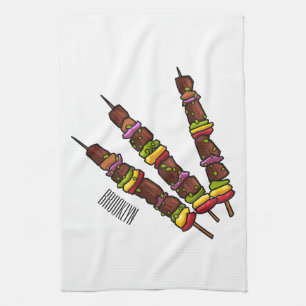 Kebab- oder kabob-Cartoon-Abbildung Geschirrtuch