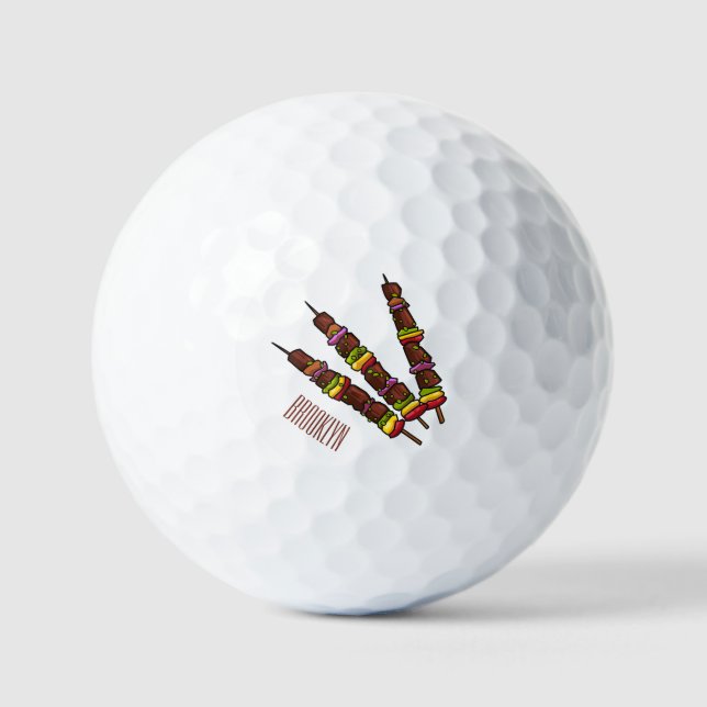 Kebab- oder kabob-Cartoon-Abbildung Golfball (Vorderseite)