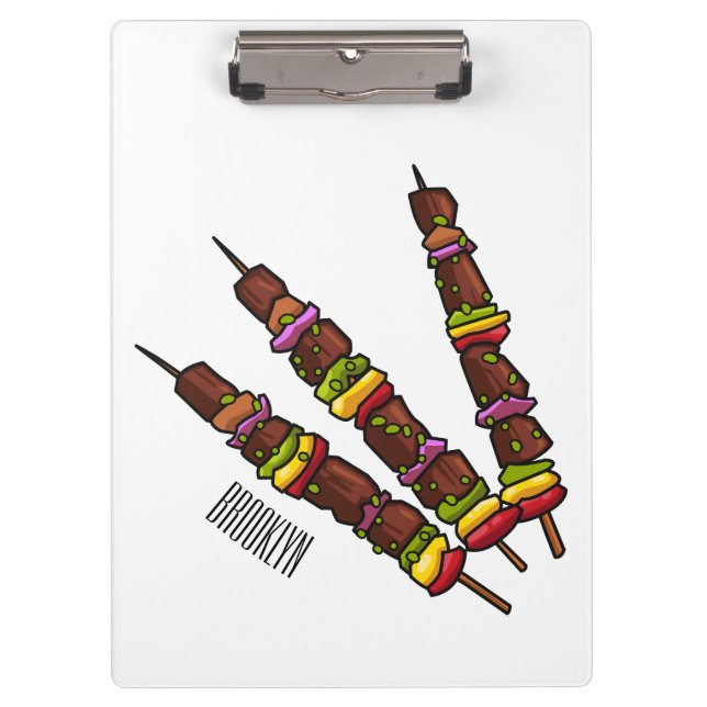 Kebab- oder kabob-Cartoon-Abbildung Klemmbrett (Vorderseite)