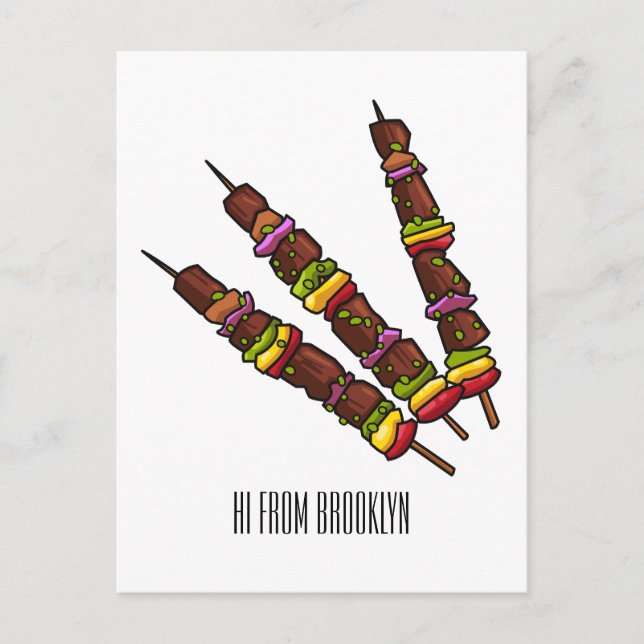 Kebab- oder kabob-Cartoon-Abbildung Postkarte (Vorderseite)