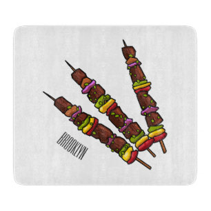 Kebab- oder kabob-Cartoon-Abbildung Schneidebrett