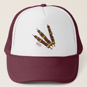 Kebab- oder kabob-Cartoon-Abbildung Truckerkappe