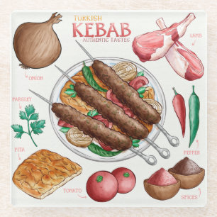 Kebab Recipe Glass Untersetzer