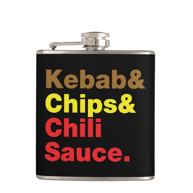 Kebab u. Chips u. Chili-Soße Flachmann (Vorderseite)