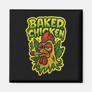 Ked Hahn raucht Unkraut Stein  Magnet