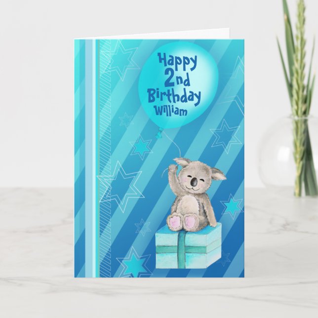Keddy Koala bleu 2ème anniversaire carte (Devant)