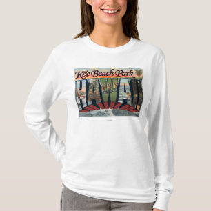 Ke'e Strand-Park, Hawaii - große Buchstabe-Szenen T-Shirt