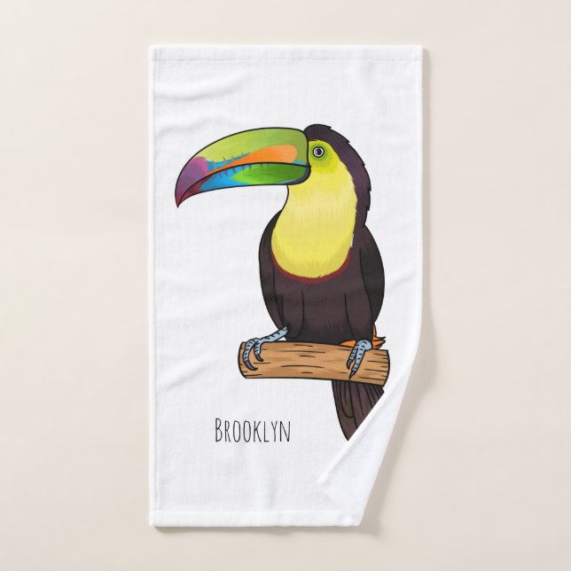 Keel-Blau-Tucan-Cartoon-Abbildung Badhandtuch Set (Handtuch)