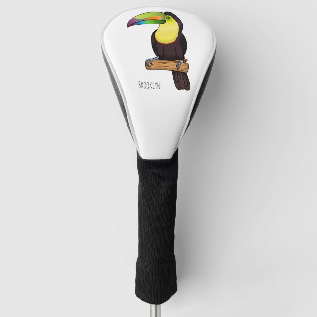Keel-Blau-Tucan-Cartoon-Abbildung Golf Headcover (Vorderseite)
